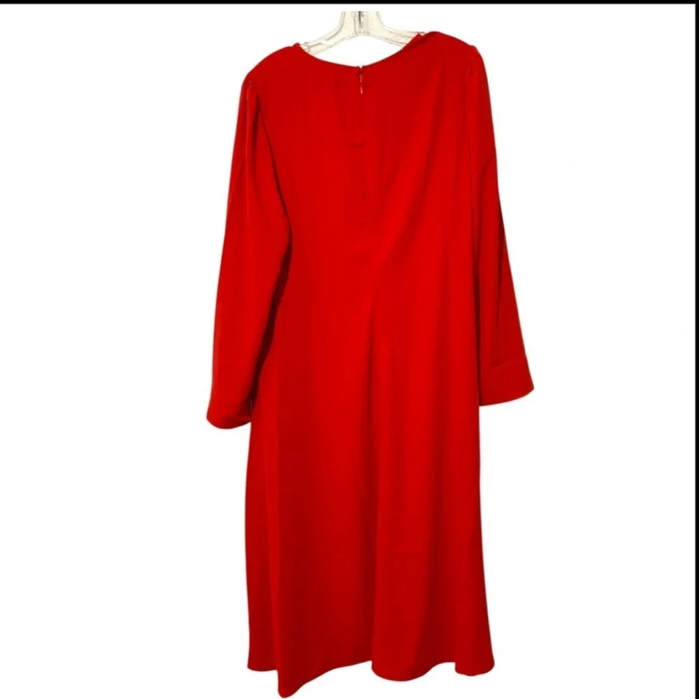 NWT Long Sleeves Modest A-line Red Midi Dress Size XXL